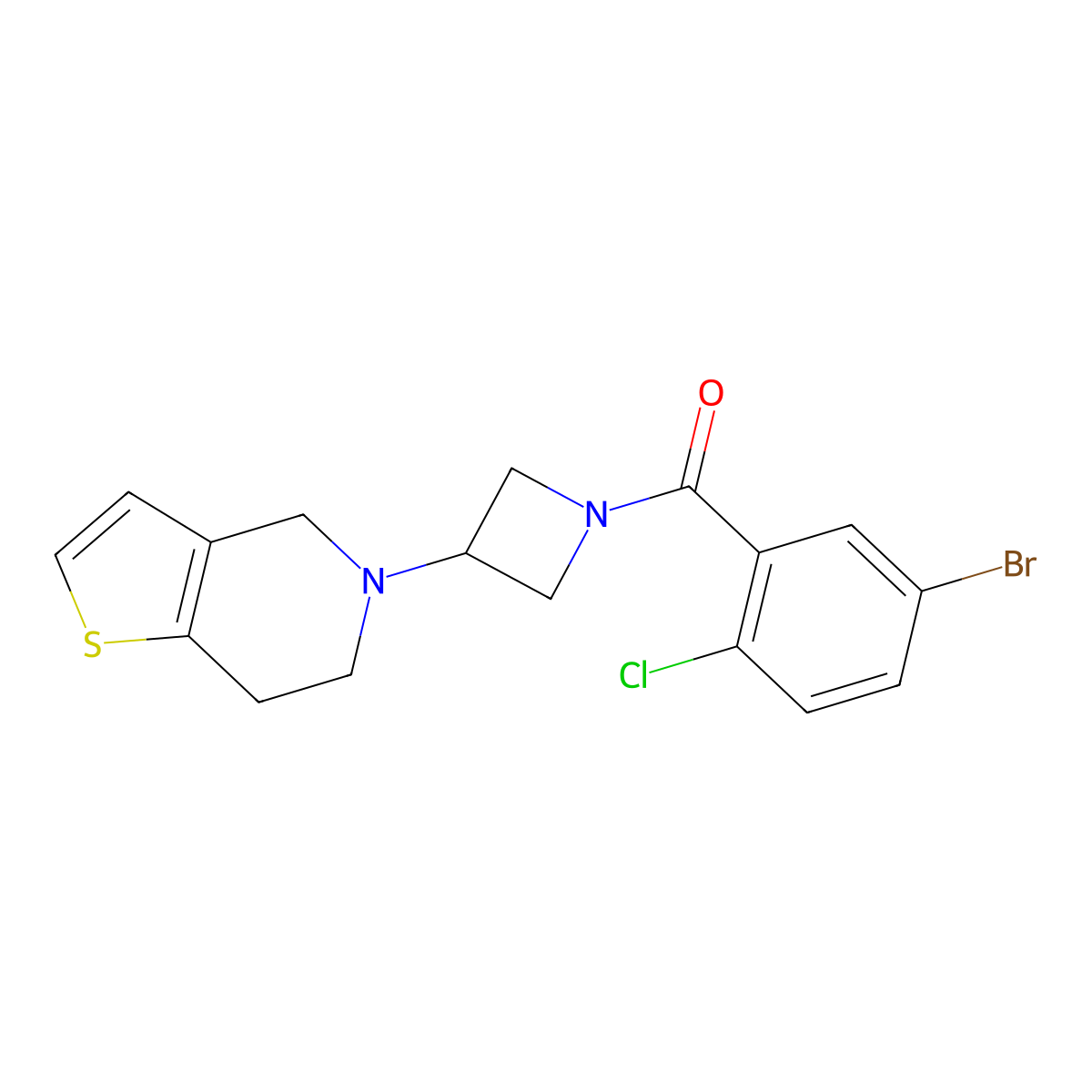 (5-bromo-2-chlorophenyl)(3-(6,7-dihydrothieno[3,2-c]pyridin-5(4H)-yl)azetidin-1-yl)methanone molecular structure, CAS 2034361-02-7