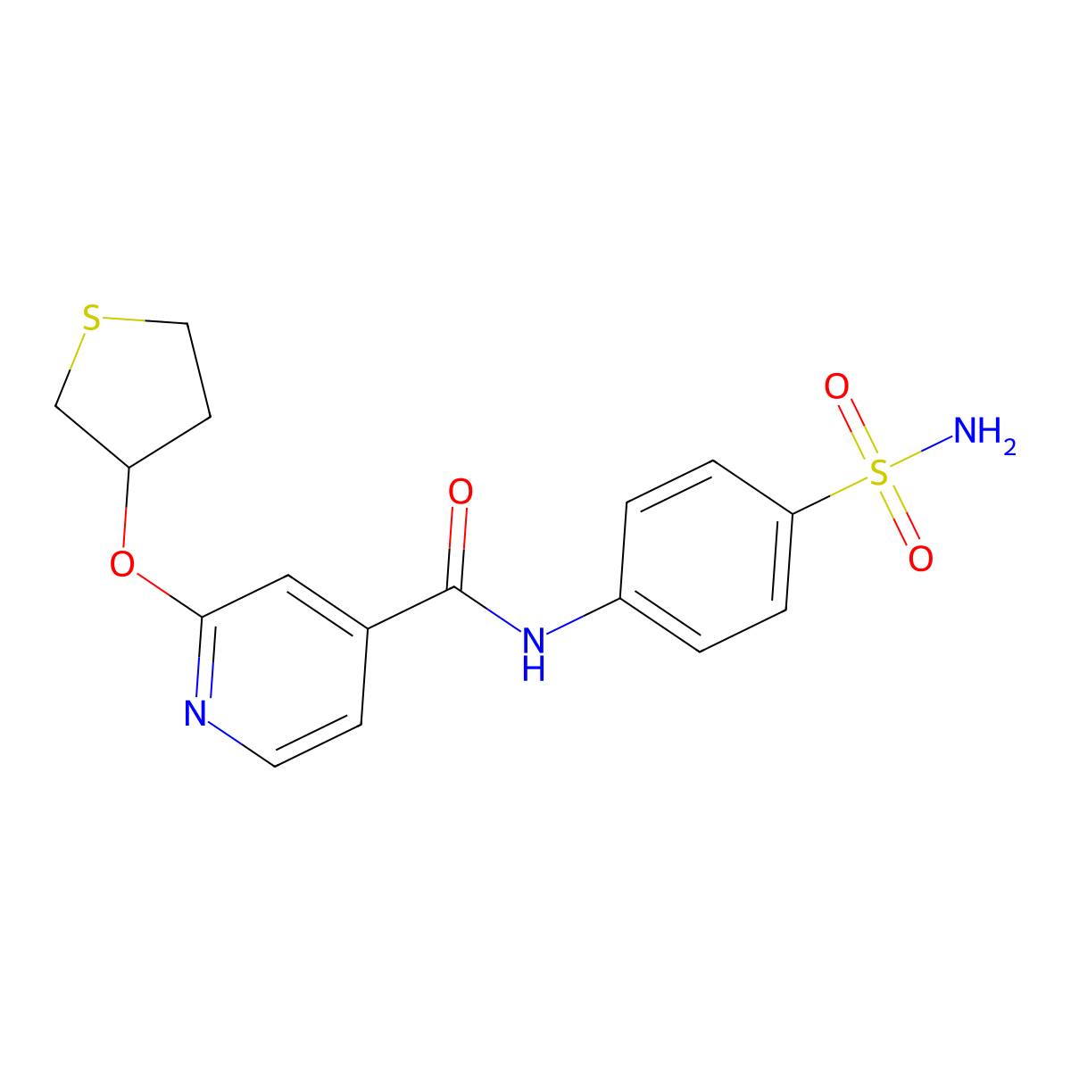 N-(4-sulfamoylphenyl)-2-((tetrahydrothiophen-3-yl)oxy)isonicotinamide molecular structure, CAS 2034361-04-9