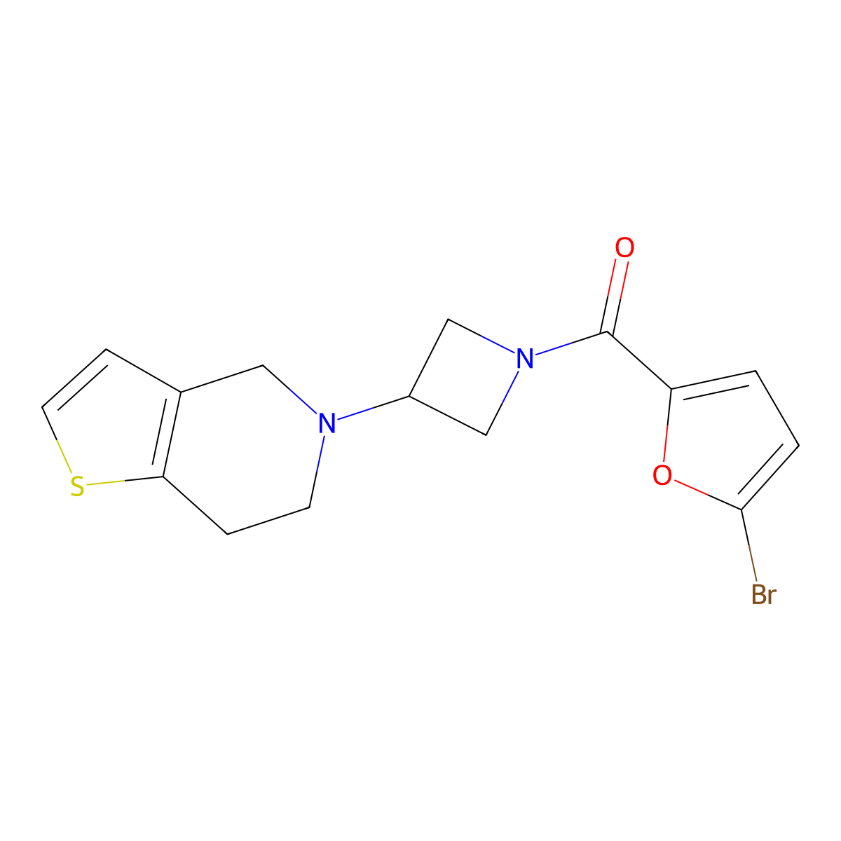 (5-bromofuran-2-yl)(3-(6,7-dihydrothieno[3,2-c]pyridin-5(4H)-yl)azetidin-1-yl)methanone molecular structure, CAS 2034361-06-1