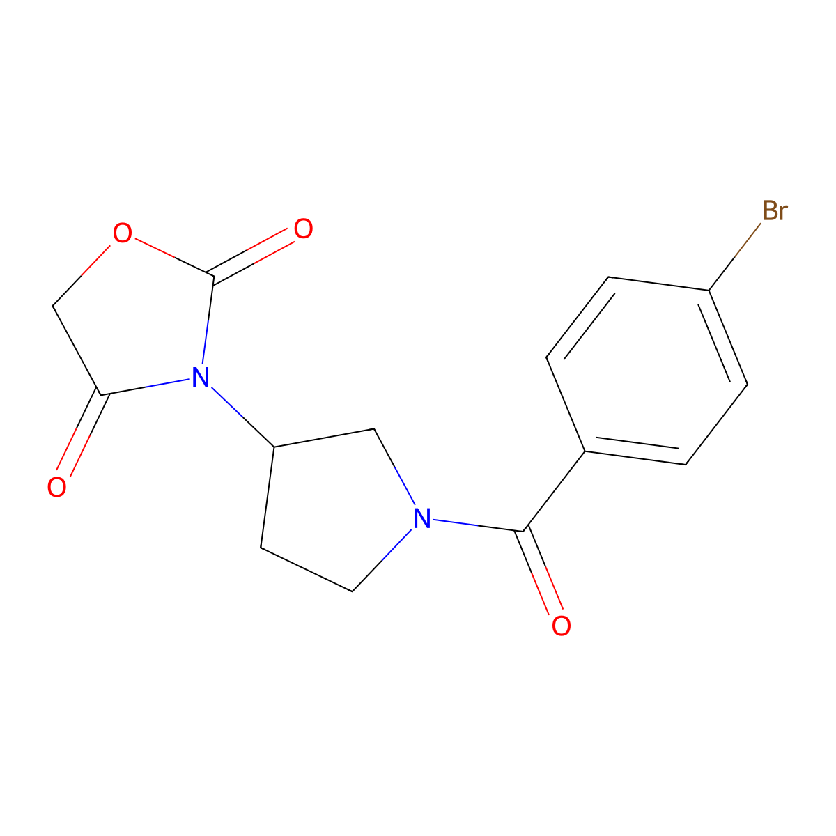 3-(1-(4-Bromobenzoyl)pyrrolidin-3-yl)oxazolidine-2,4-dione molecular structure, CAS 2034361-07-2