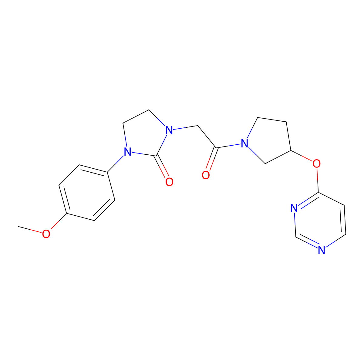 1-(4-Methoxyphenyl)-3-{2-oxo-2-[3-(pyrimidin-4-yloxy)pyrrolidin-1-yl]ethyl}imidazolidin-2-one molecular structure, CAS 2034361-09-4