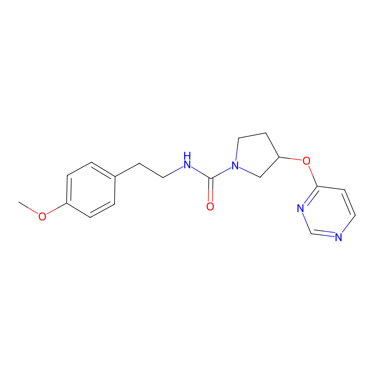 N-(4-methoxyphenethyl)-3-(pyrimidin-4-yloxy)pyrrolidine-1-carboxamide molecular structure, CAS 2034361-17-4