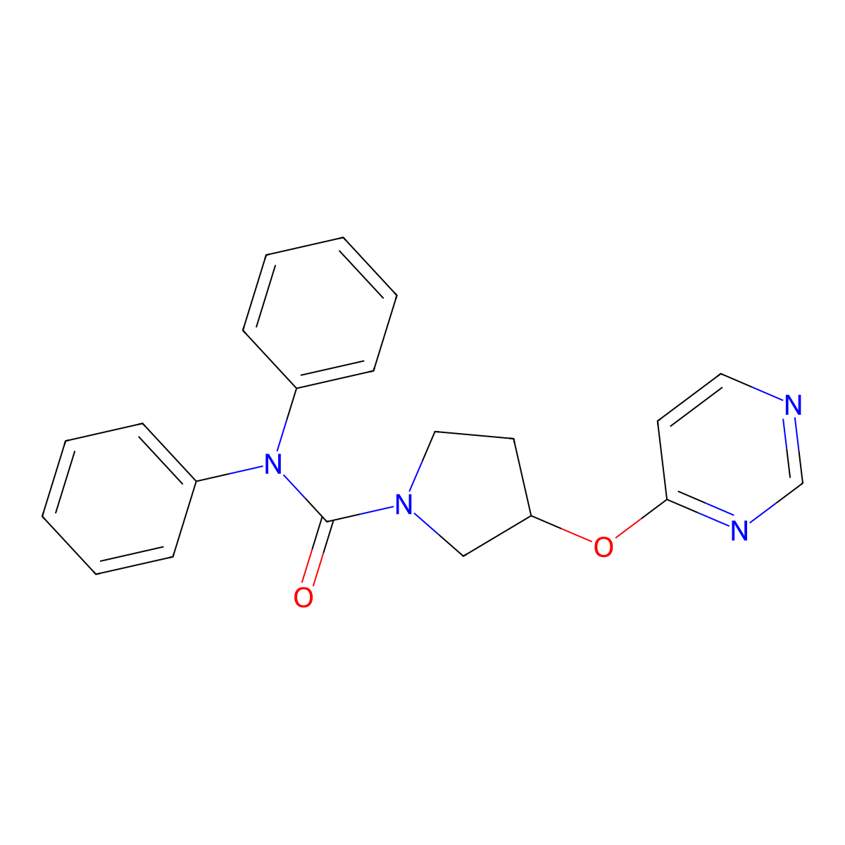N,N-diphenyl-3-(pyrimidin-4-yloxy)pyrrolidine-1-carboxamide molecular structure, CAS 2034361-21-0