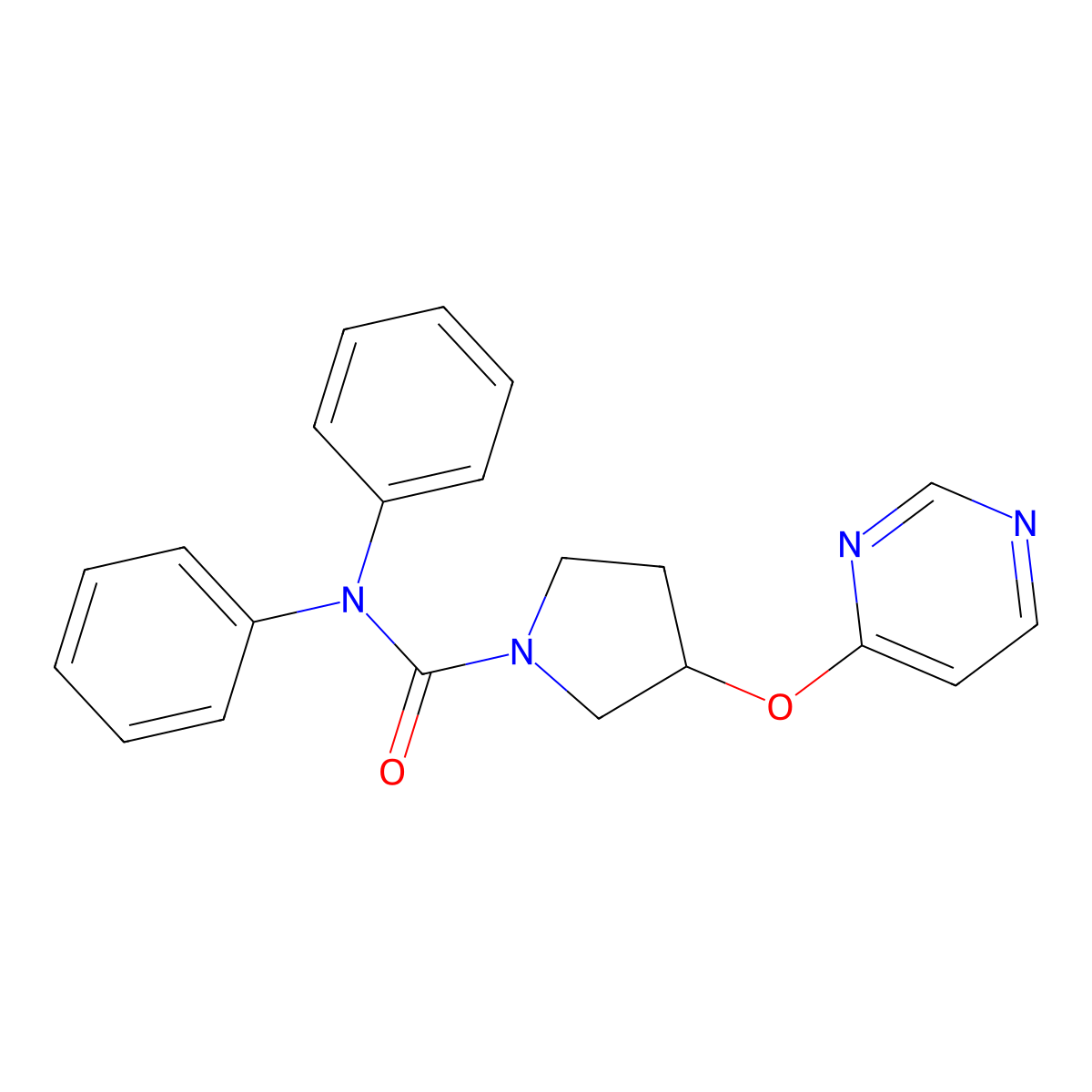 N,N-diphenyl-3-(pyrimidin-4-yloxy)pyrrolidine-1-carboxamide molecular structure, CAS 2034361-21-0