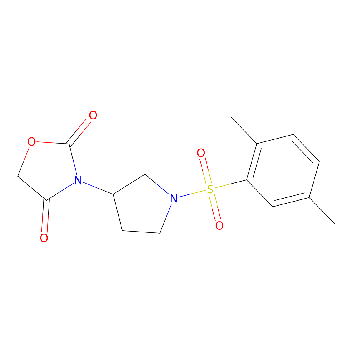 3-(1-((2,5-Dimethylphenyl)sulfonyl)pyrrolidin-3-yl)oxazolidine-2,4-dione molecular structure, CAS 2034361-25-4