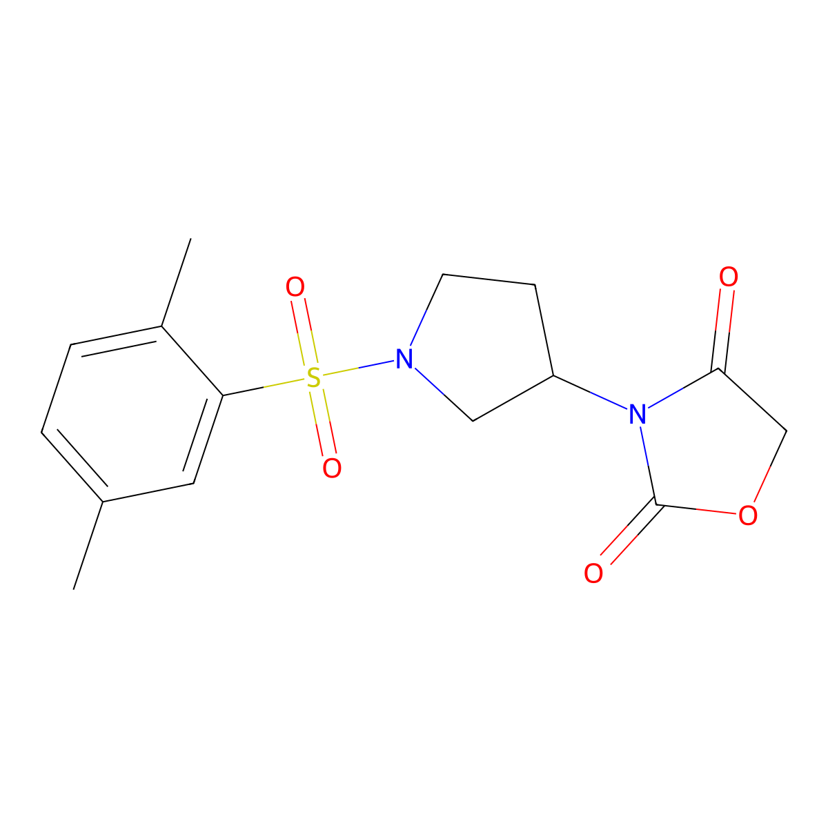 3-(1-((2,5-Dimethylphenyl)sulfonyl)pyrrolidin-3-yl)oxazolidine-2,4-dione molecular structure, CAS 2034361-25-4