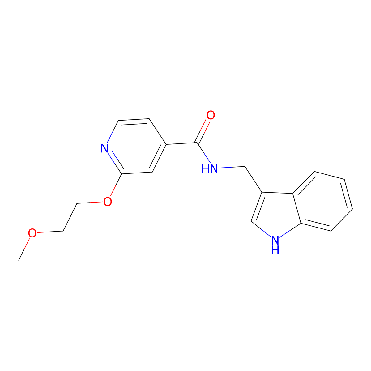 N-((1H-indol-3-yl)methyl)-2-(2-methoxyethoxy)isonicotinamide molecular structure, CAS 2034361-27-6