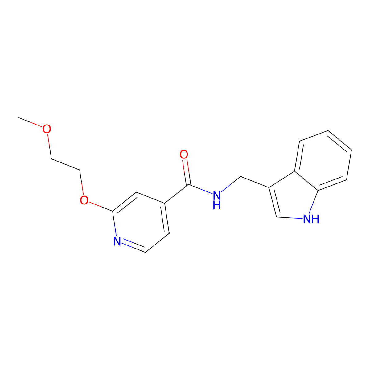 N-((1H-indol-3-yl)methyl)-2-(2-methoxyethoxy)isonicotinamide molecular structure, CAS 2034361-27-6