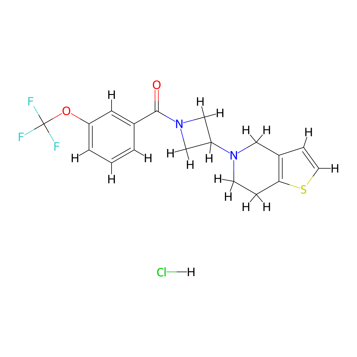 (3-(6,7-dihydrothieno[3,2-c]pyridin-5(4H)-yl)azetidin-1-yl)(3-(trifluoromethoxy)phenyl)methanone hydrochloride molecular structure, CAS 2034361-31-2