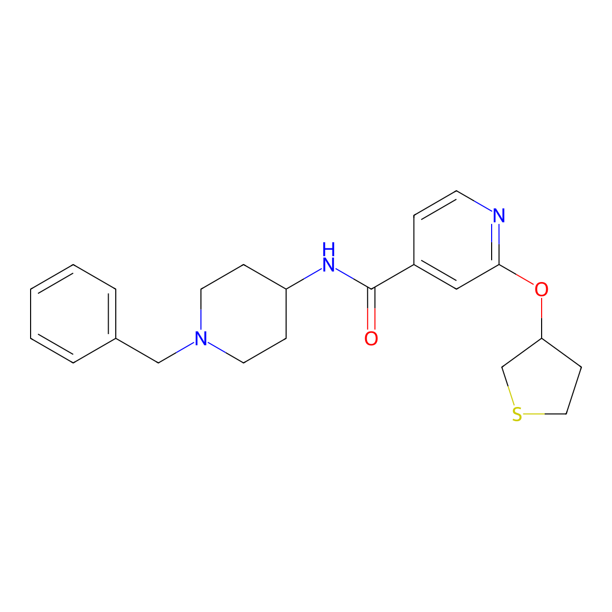 N-(1-benzylpiperidin-4-yl)-2-((tetrahydrothiophen-3-yl)oxy)isonicotinamide molecular structure, CAS 2034361-41-4