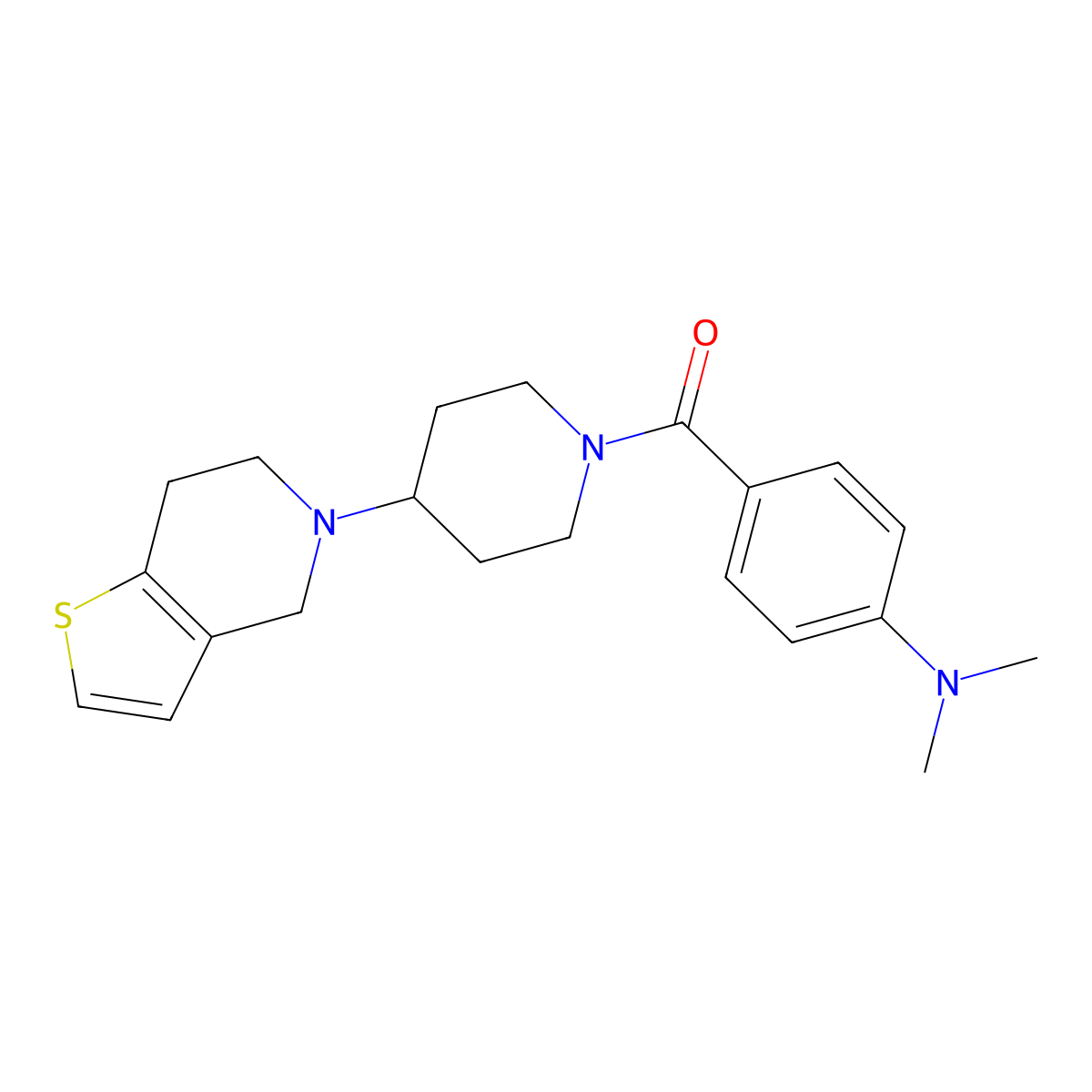 (4-(6,7-dihydrothieno[3,2-c]pyridin-5(4H)-yl)piperidin-1-yl)(4-(dimethylamino)phenyl)methanone molecular structure, CAS 2034361-51-6