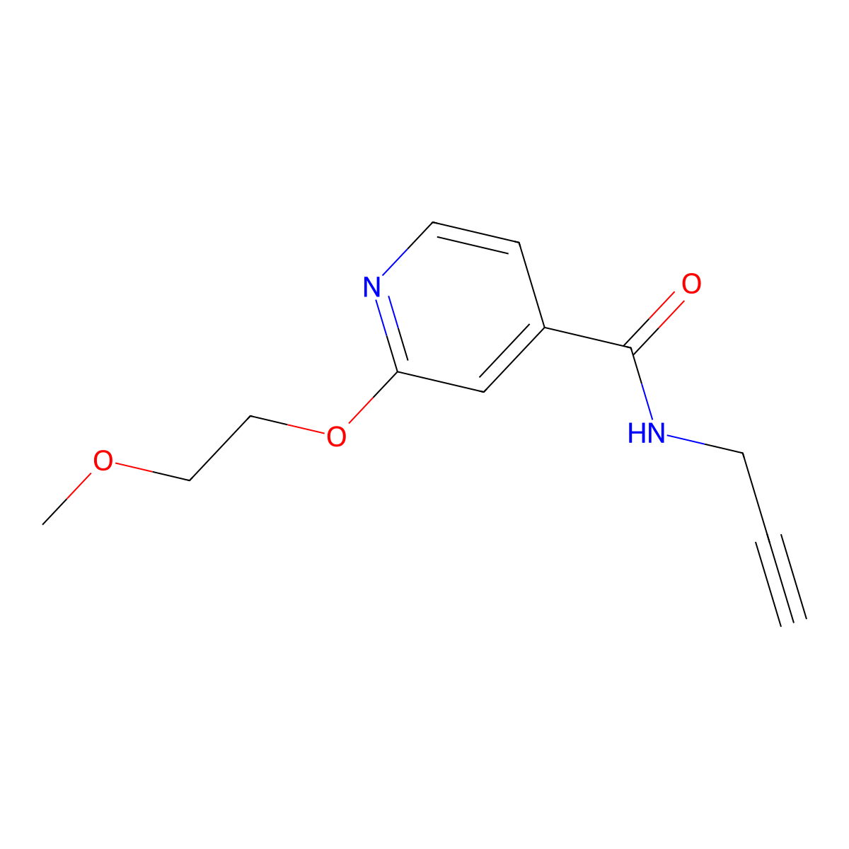 2-(2-methoxyethoxy)-N-(prop-2-yn-1-yl)isonicotinamide molecular structure, CAS 2034361-52-7