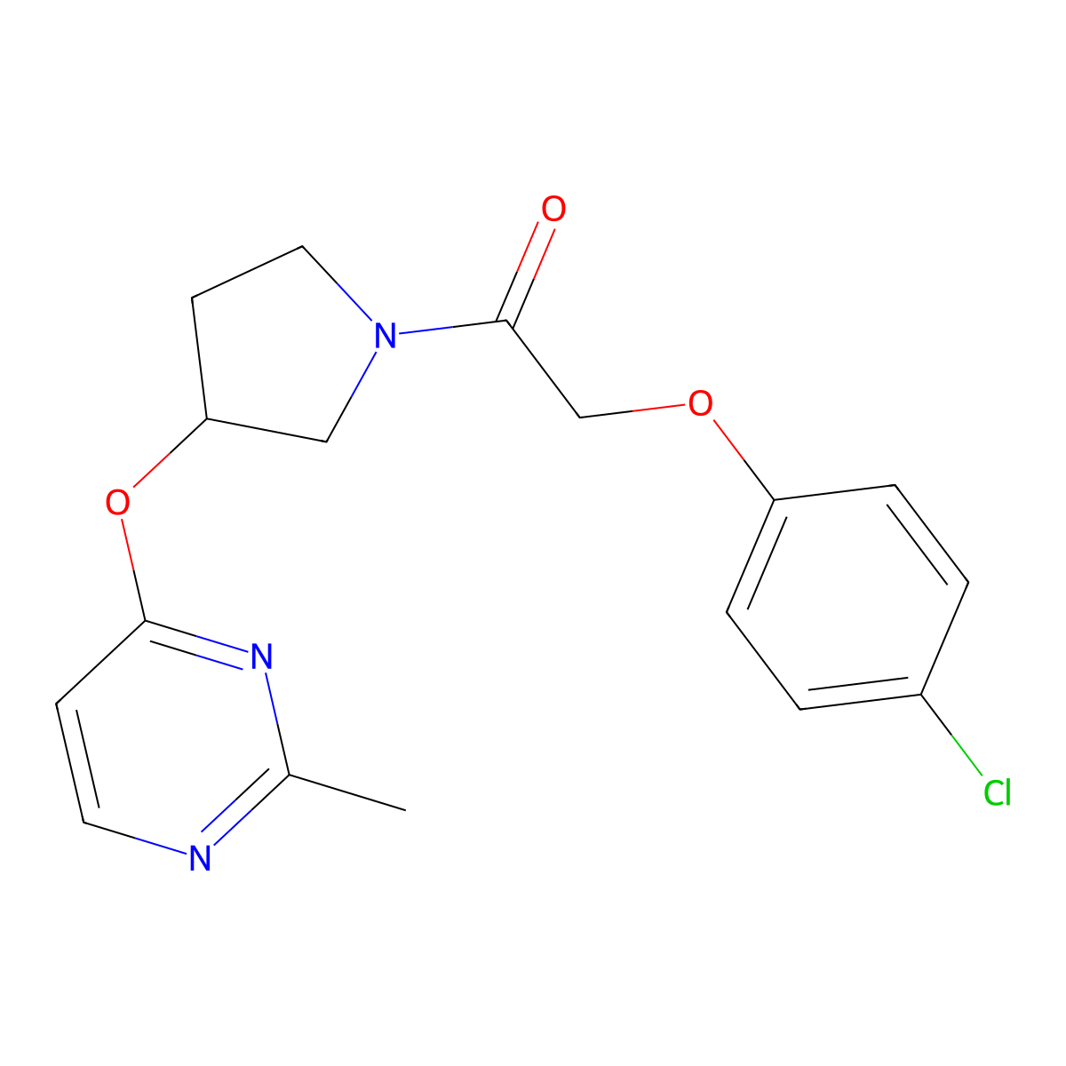 2-(4-Chlorophenoxy)-1-{3-[(2-methylpyrimidin-4-yl)oxy]pyrrolidin-1-yl}ethan-1-one molecular structure, CAS 2034361-54-9