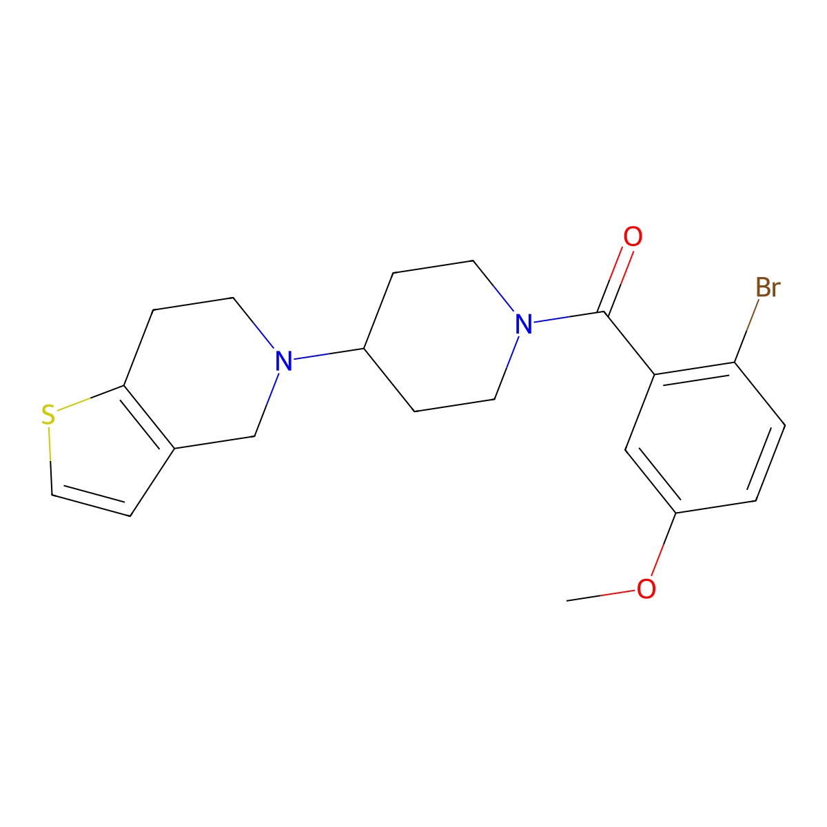 (2-bromo-5-methoxyphenyl)(4-(6,7-dihydrothieno[3,2-c]pyridin-5(4H)-yl)piperidin-1-yl)methanone molecular structure, CAS 2034361-58-3