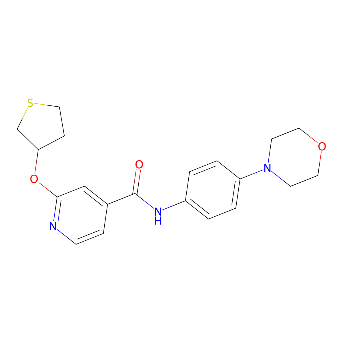 N-(4-morpholinophenyl)-2-((tetrahydrothiophen-3-yl)oxy)isonicotinamide molecular structure, CAS 2034361-60-7