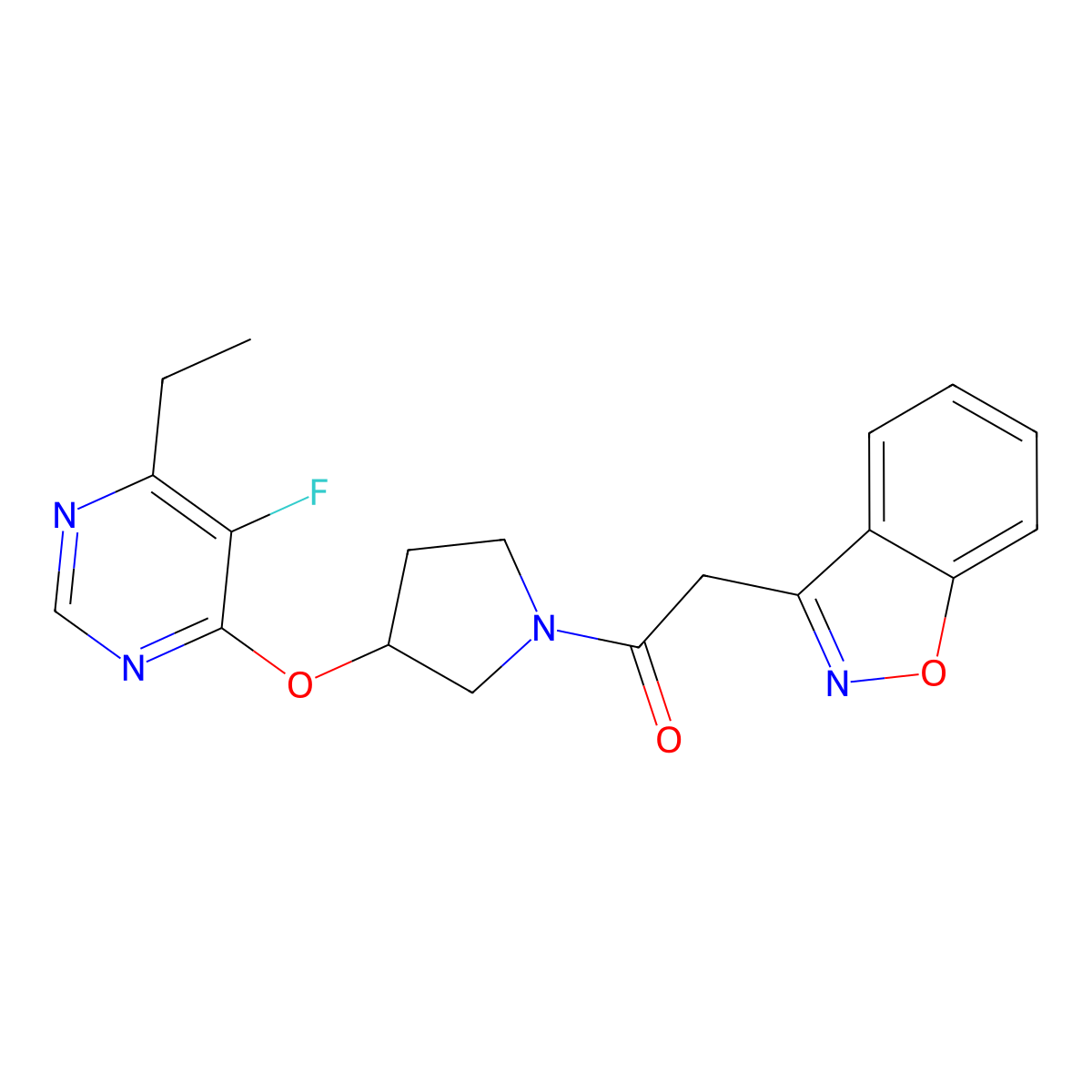 2-(Benzo[d]isoxazol-3-yl)-1-(3-((6-ethyl-5-fluoropyrimidin-4-yl)oxy)pyrrolidin-1-yl)ethanone molecular structure, CAS 2034361-64-1