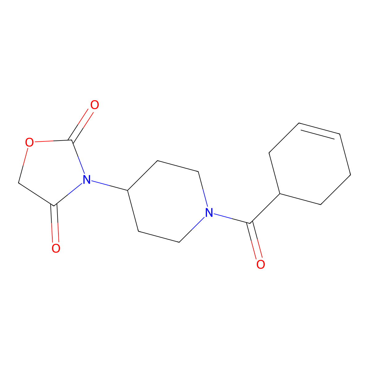 3-(1-(Cyclohex-3-enecarbonyl)piperidin-4-yl)oxazolidine-2,4-dione molecular structure, CAS 2034361-65-2