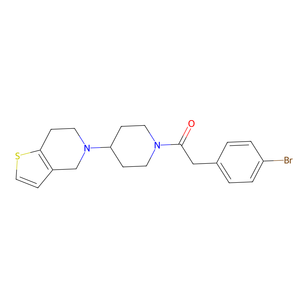 2-(4-bromophenyl)-1-(4-(6,7-dihydrothieno[3,2-c]pyridin-5(4H)-yl)piperidin-1-yl)ethanone molecular structure, CAS 2034361-68-5