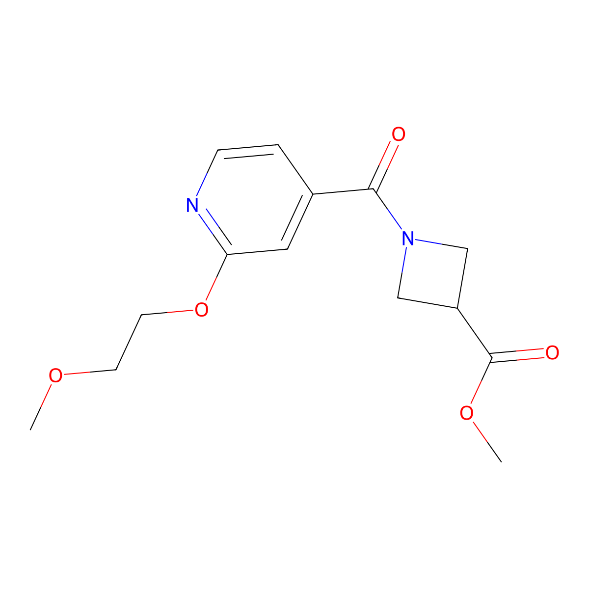 Methyl 1-(2-(2-methoxyethoxy)isonicotinoyl)azetidine-3-carboxylate molecular structure, CAS 2034361-70-9