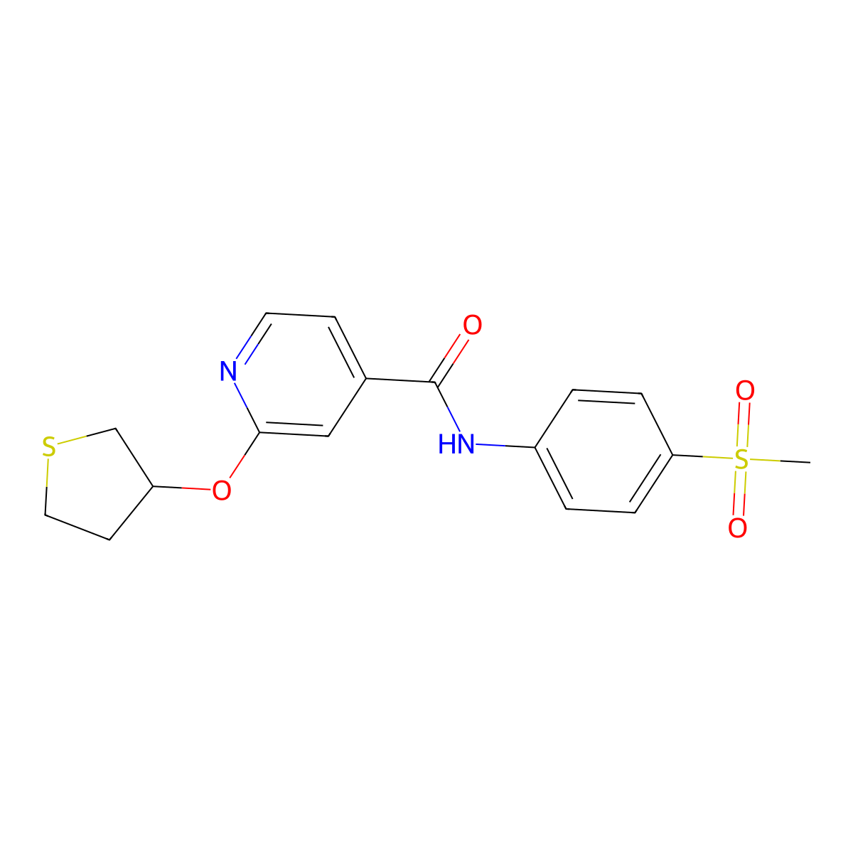 N-(4-(methylsulfonyl)phenyl)-2-((tetrahydrothiophen-3-yl)oxy)isonicotinamide molecular structure, CAS 2034361-71-0