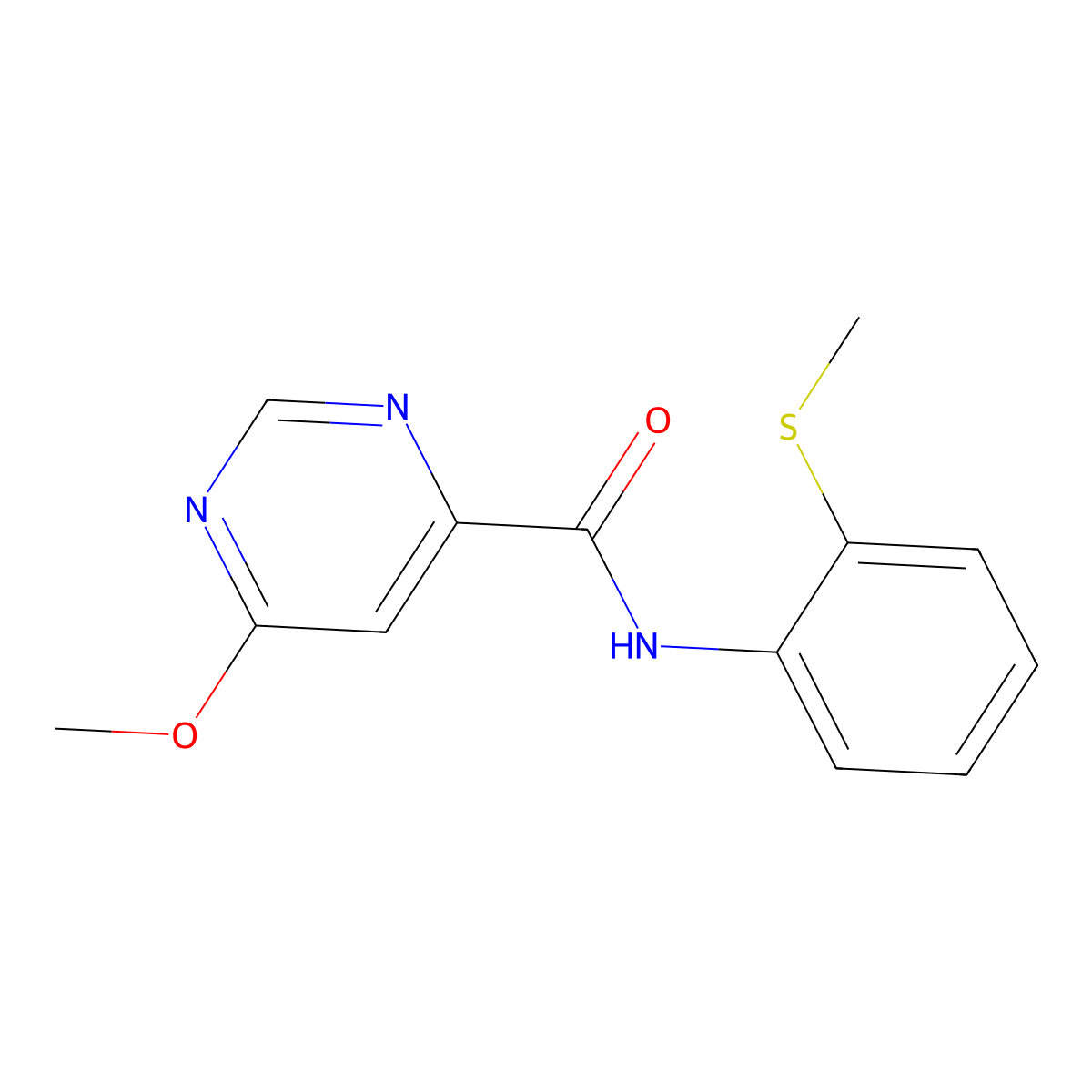 6-methoxy-N-(2-(methylthio)phenyl)pyrimidine-4-carboxamide molecular structure, CAS 2034362-01-9