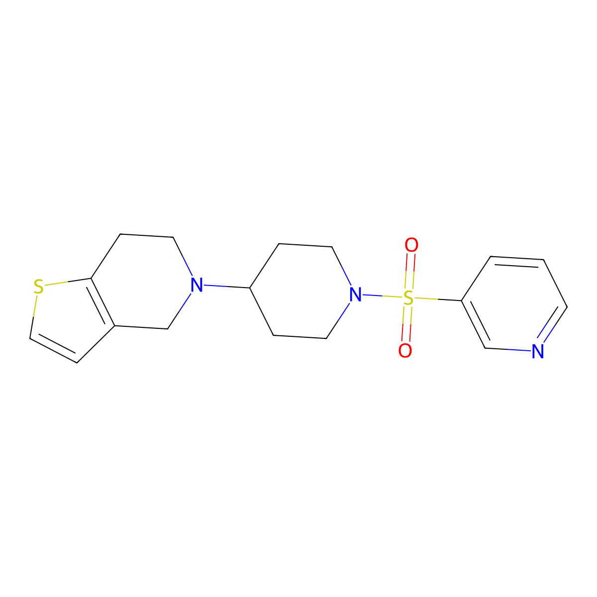 5-(1-(Pyridin-3-ylsulfonyl)piperidin-4-yl)-4,5,6,7-tetrahydrothieno[3,2-c]pyridine molecular structure, CAS 2034362-04-2