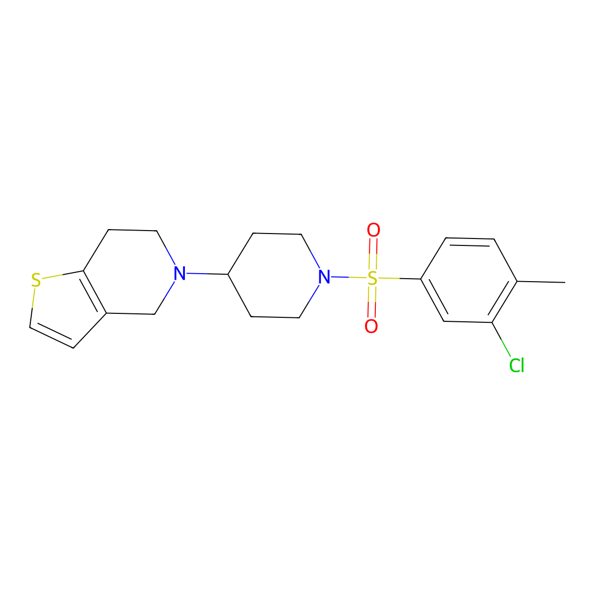 5-(1-((3-Chloro-4-methylphenyl)sulfonyl)piperidin-4-yl)-4,5,6,7-tetrahydrothieno[3,2-c]pyridine molecular structure, CAS 2034362-07-5
