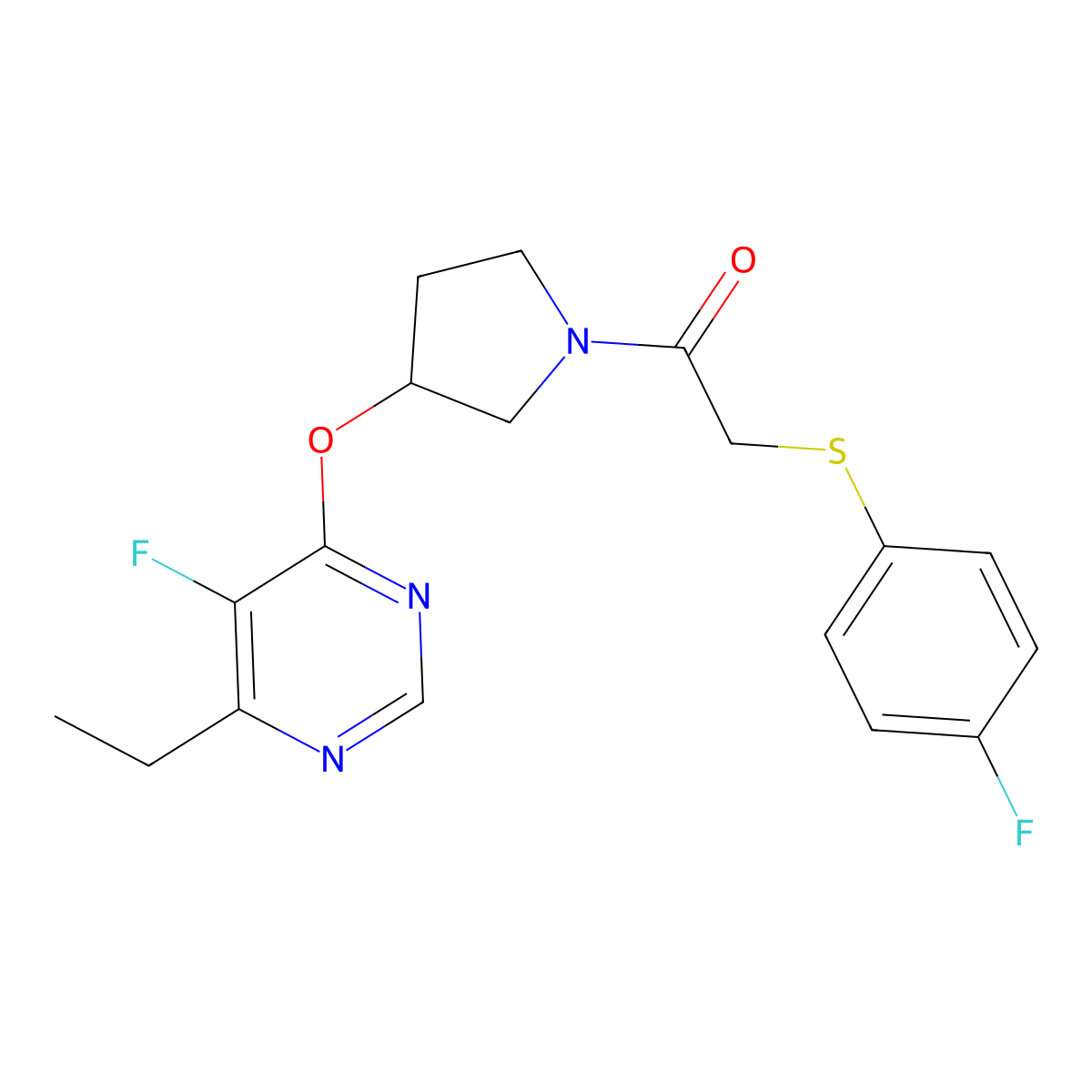 1-(3-((6-Ethyl-5-fluoropyrimidin-4-yl)oxy)pyrrolidin-1-yl)-2-((4-fluorophenyl)thio)ethanone molecular structure, CAS 2034362-11-1