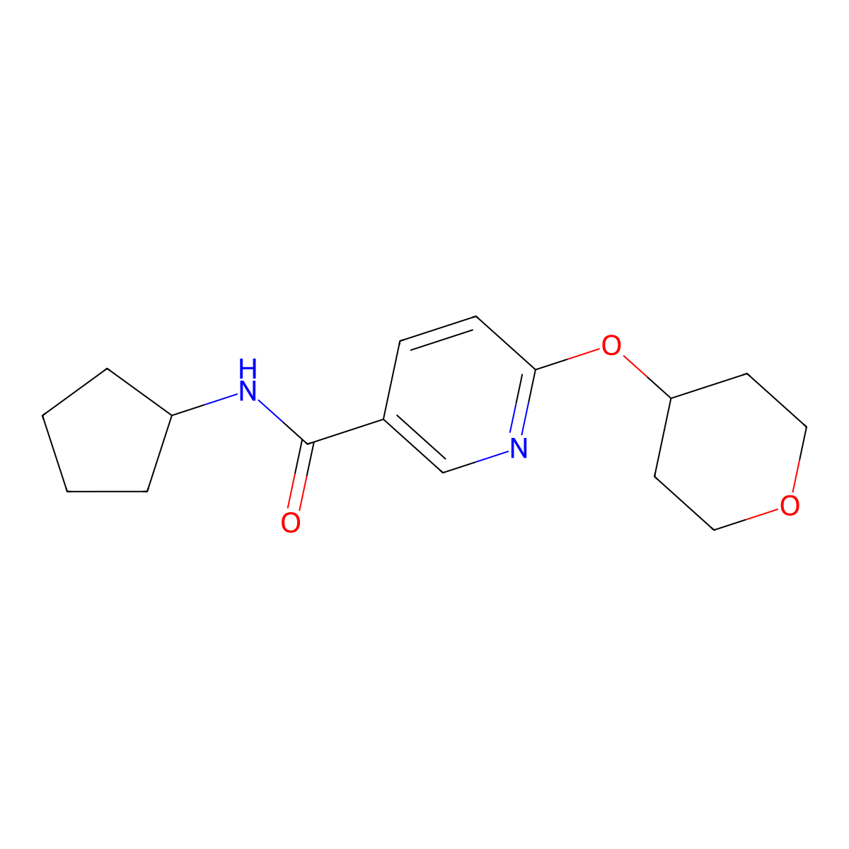 N-cyclopentyl-6-((tetrahydro-2H-pyran-4-yl)oxy)nicotinamide molecular structure, CAS 2034362-12-2