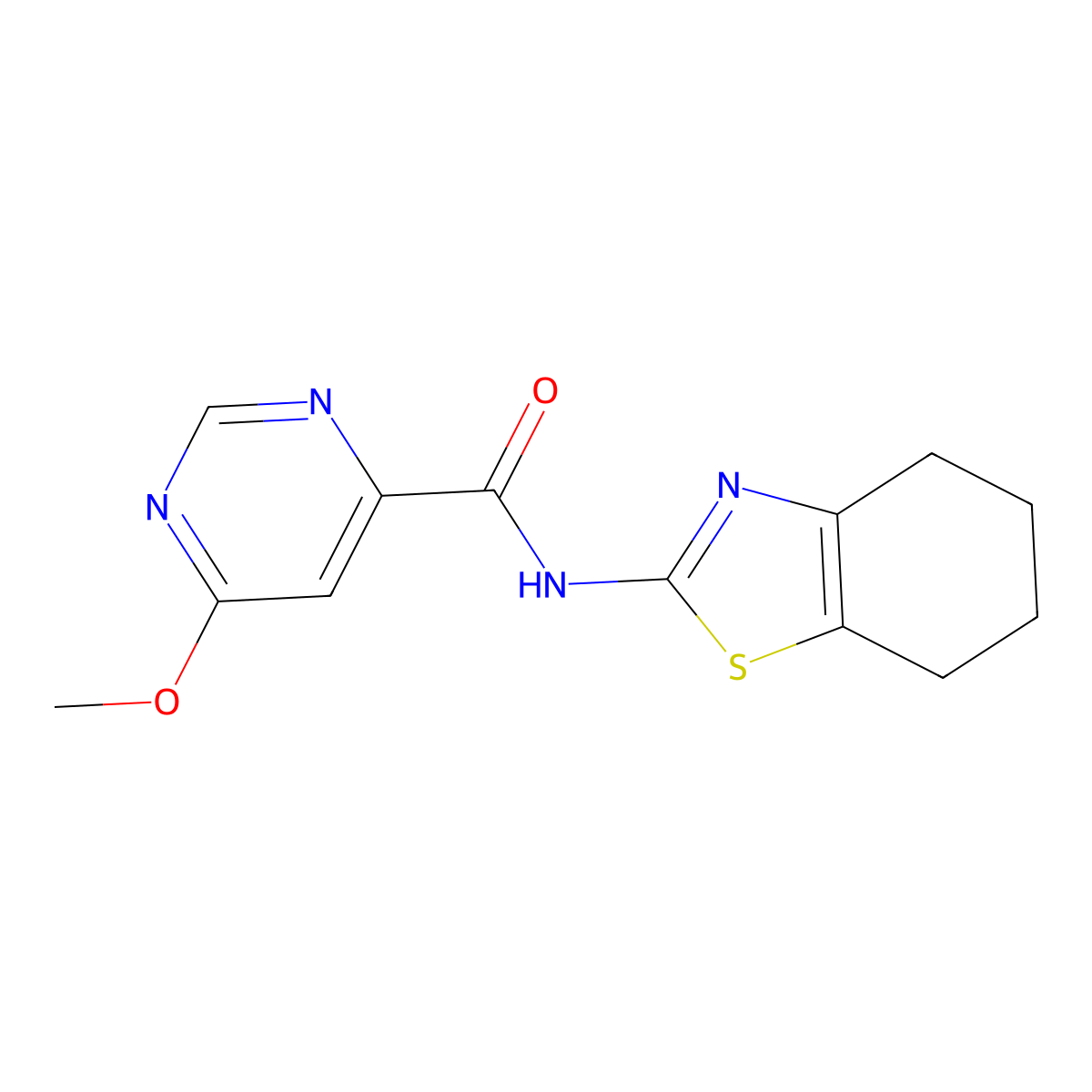 6-methoxy-N-(4,5,6,7-tetrahydrobenzo[d]thiazol-2-yl)pyrimidine-4-carboxamide molecular structure, CAS 2034362-23-5