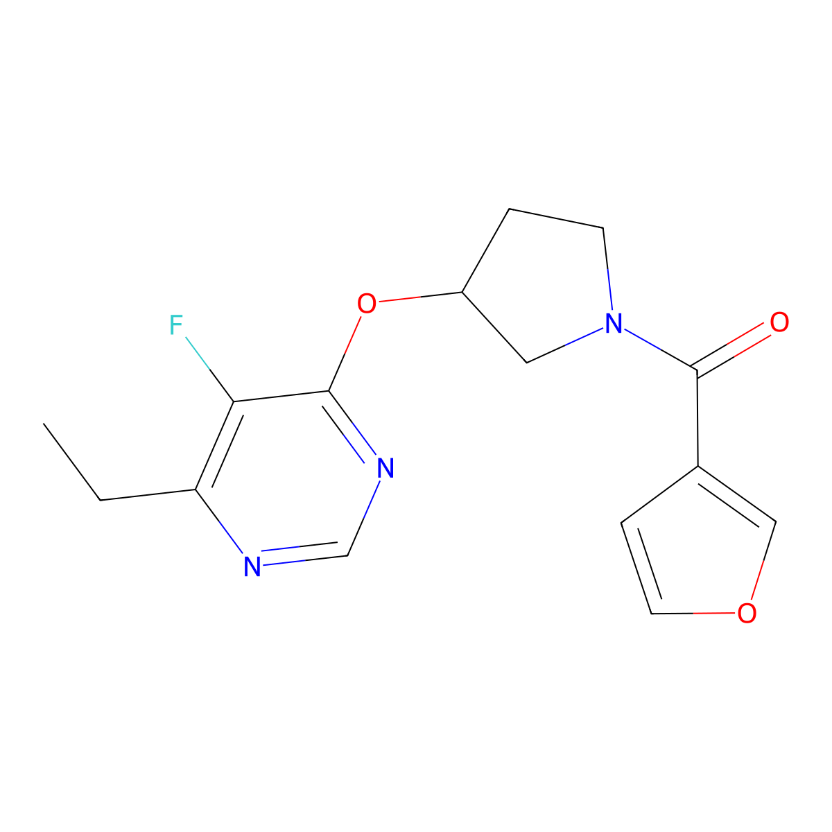 (3-((6-Ethyl-5-fluoropyrimidin-4-yl)oxy)pyrrolidin-1-yl)(furan-3-yl)methanone molecular structure, CAS 2034362-24-6