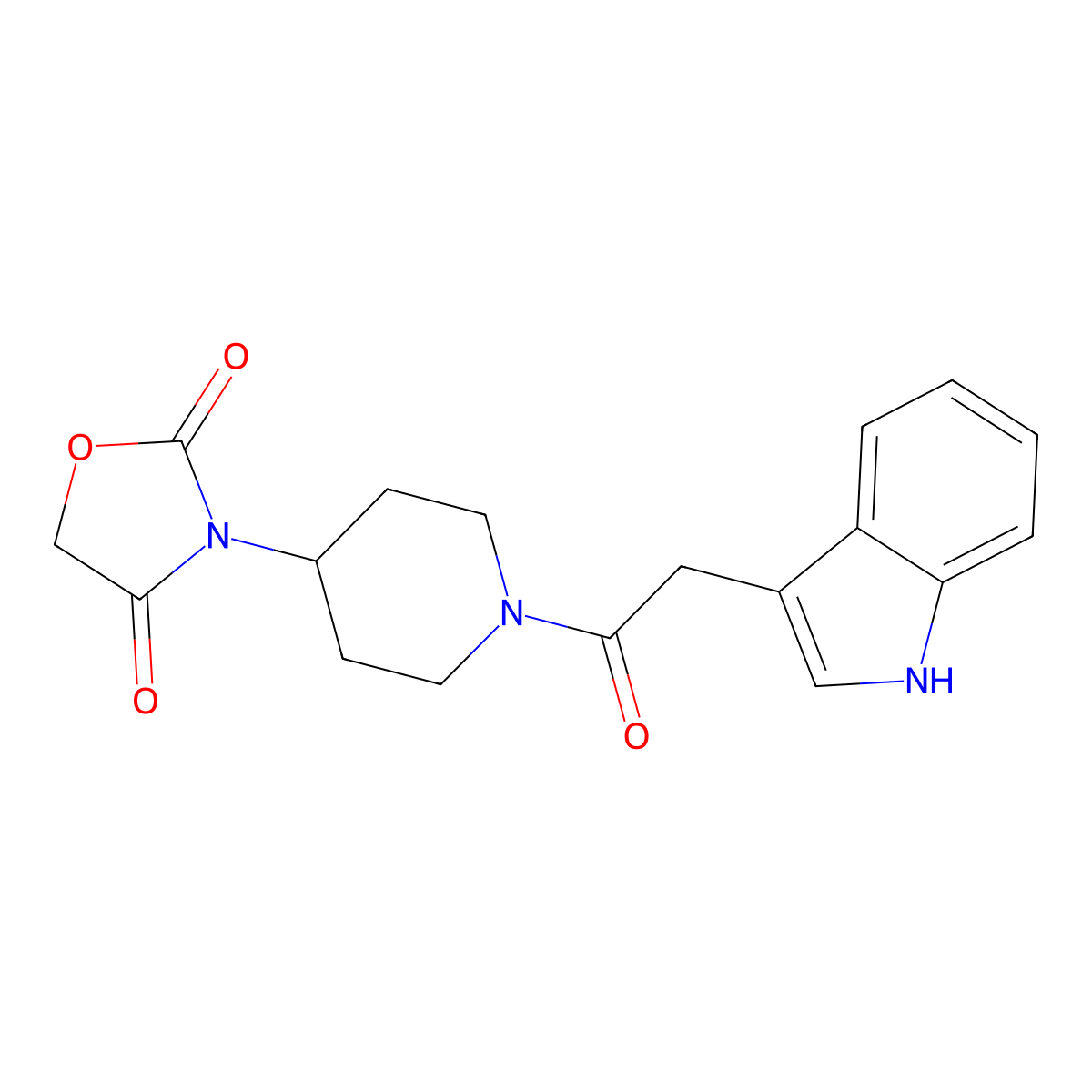 3-(1-(2-(1H-indol-3-yl)acetyl)piperidin-4-yl)oxazolidine-2,4-dione molecular structure, CAS 2034362-26-8