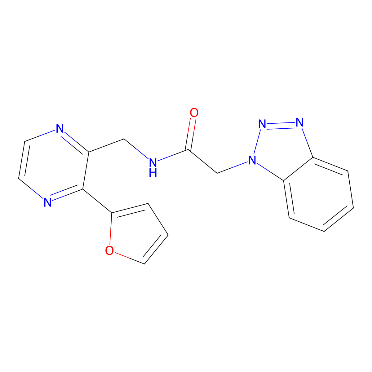 2-(1H-benzo[d][1,2,3]triazol-1-yl)-N-((3-(furan-2-yl)pyrazin-2-yl)methyl)acetamide molecular structure, CAS 2034362-33-7