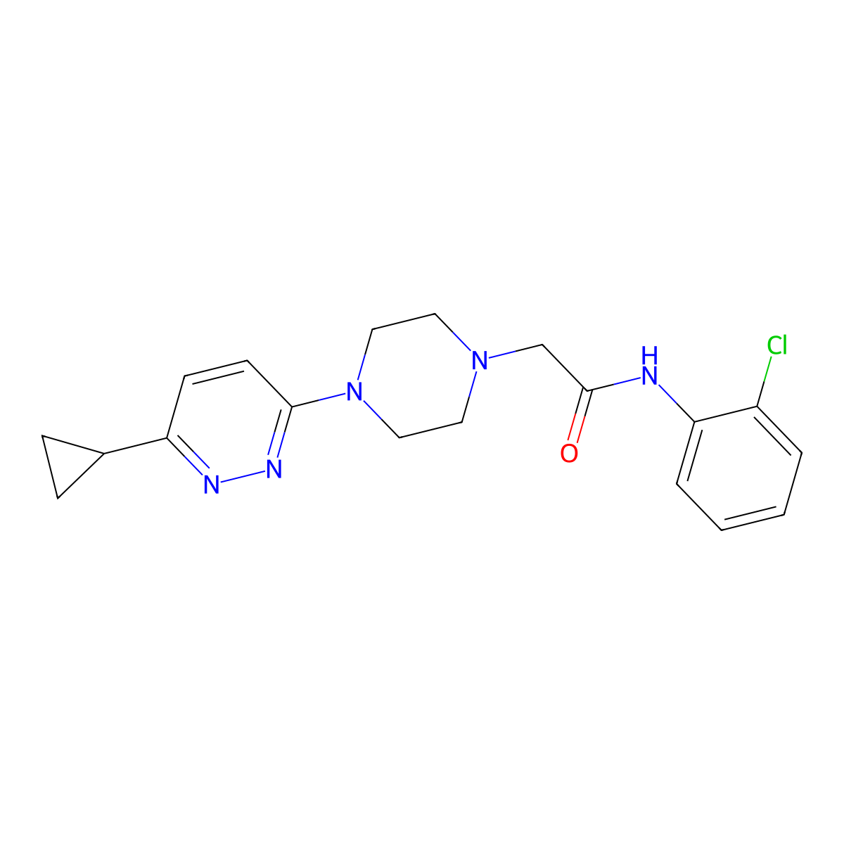 N-(2-chlorophenyl)-2-[4-(6-cyclopropylpyridazin-3-yl)piperazin-1-yl]acetamide molecular structure, CAS 2034362-37-1