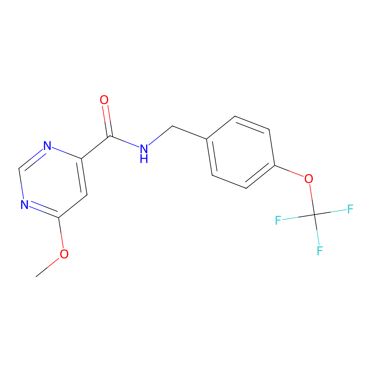 6-methoxy-N-(4-(trifluoromethoxy)benzyl)pyrimidine-4-carboxamide molecular structure, CAS 2034362-40-6