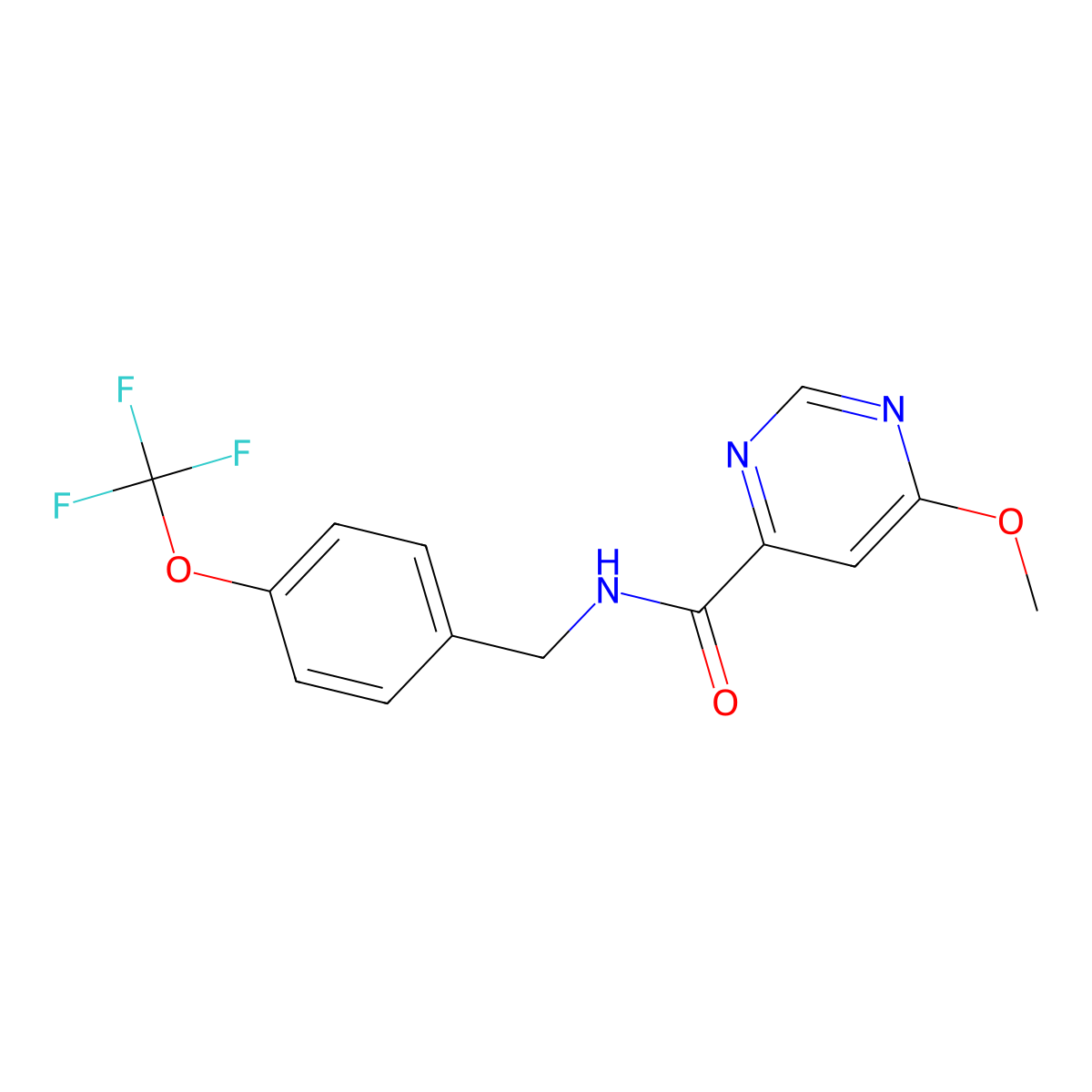 6-methoxy-N-(4-(trifluoromethoxy)benzyl)pyrimidine-4-carboxamide molecular structure, CAS 2034362-40-6