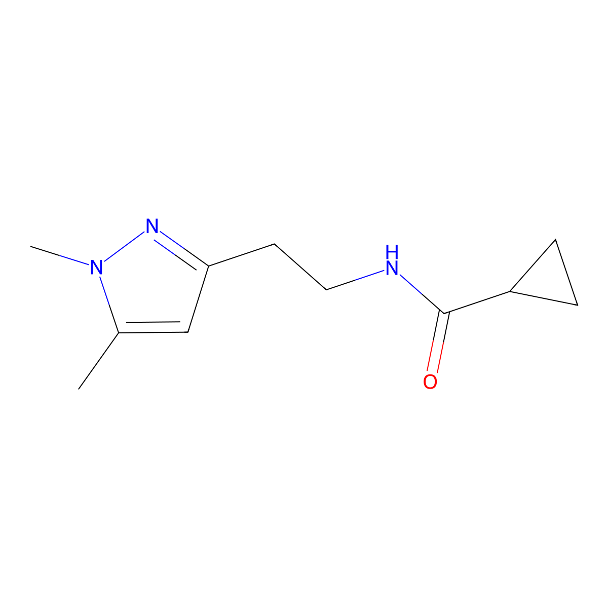 N-[2-(1,5-dimethyl-1H-pyrazol-3-yl)ethyl]cyclopropanecarboxamide molecular structure, CAS 2034362-43-9