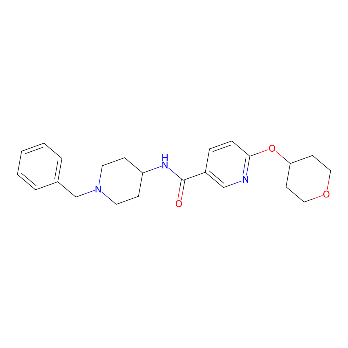 N-(1-benzylpiperidin-4-yl)-6-((tetrahydro-2H-pyran-4-yl)oxy)nicotinamide molecular structure, CAS 2034362-44-0