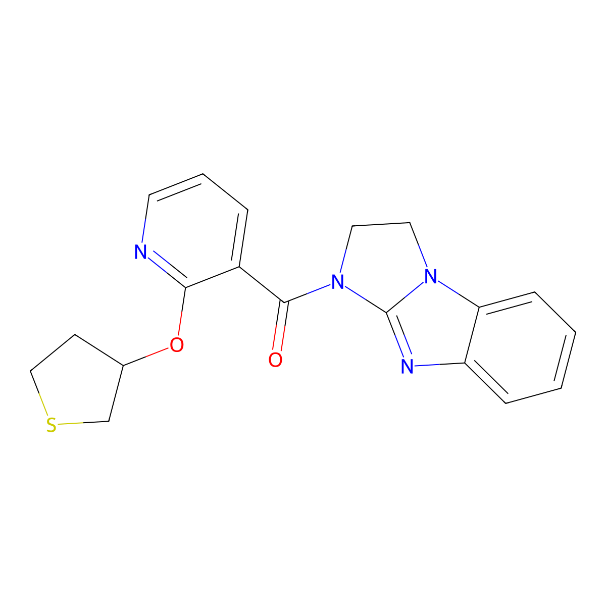 (2,3-dihydro-1H-benzo[d]imidazo[1,2-a]imidazol-1-yl)(2-((tetrahydrothiophen-3-yl)oxy)pyridin-3-yl)methanone molecular structure, CAS 2034362-48-4