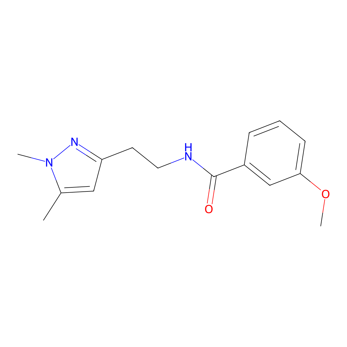N-[2-(1,5-dimethyl-1H-pyrazol-3-yl)ethyl]-3-methoxybenzamide molecular structure, CAS 2034362-52-0
