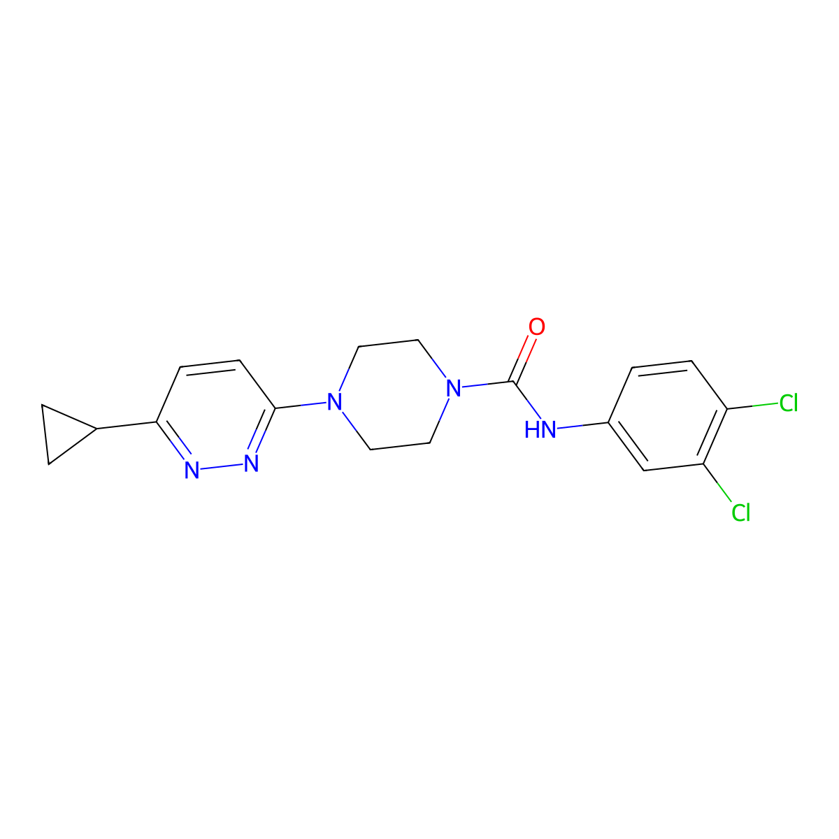 4-(6-cyclopropylpyridazin-3-yl)-N-(3,4-dichlorophenyl)piperazine-1-carboxamide molecular structure, CAS 2034362-53-1