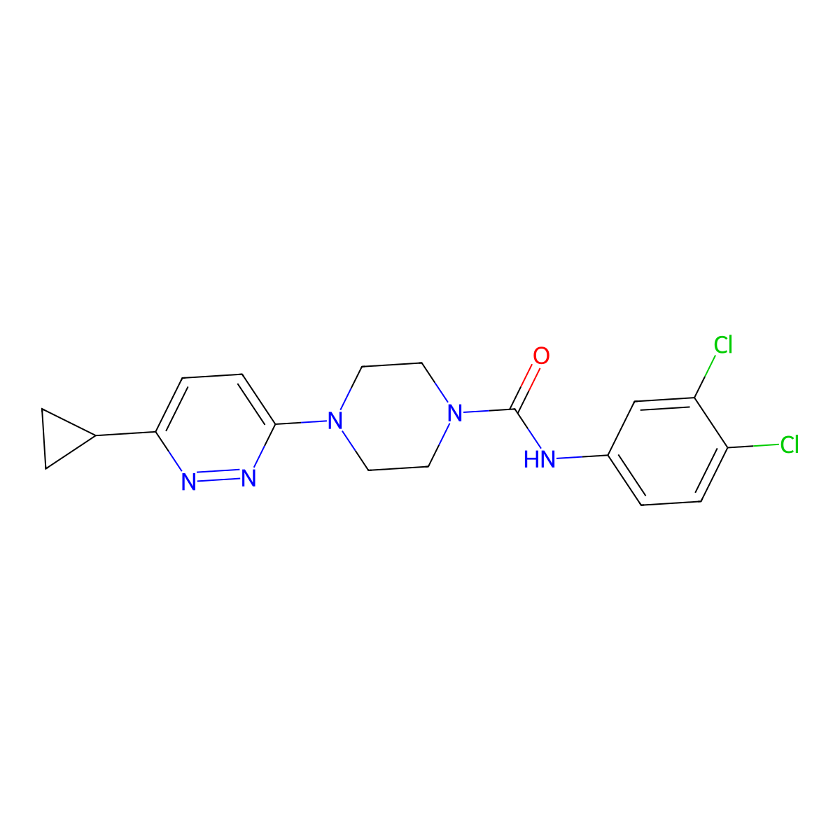 4-(6-cyclopropylpyridazin-3-yl)-N-(3,4-dichlorophenyl)piperazine-1-carboxamide molecular structure, CAS 2034362-53-1