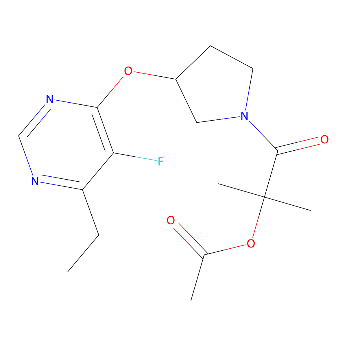 1-(3-((6-Ethyl-5-fluoropyrimidin-4-yl)oxy)pyrrolidin-1-yl)-2-methyl-1-oxopropan-2-yl acetate molecular structure, CAS 2034362-54-2