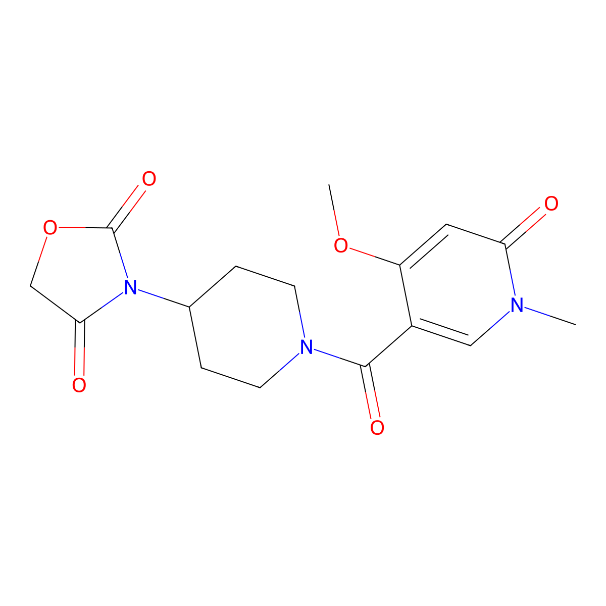 3-(1-(4-Methoxy-1-methyl-6-oxo-1,6-dihydropyridine-3-carbonyl)piperidin-4-yl)oxazolidine-2,4-dione molecular structure, CAS 2034362-56-4