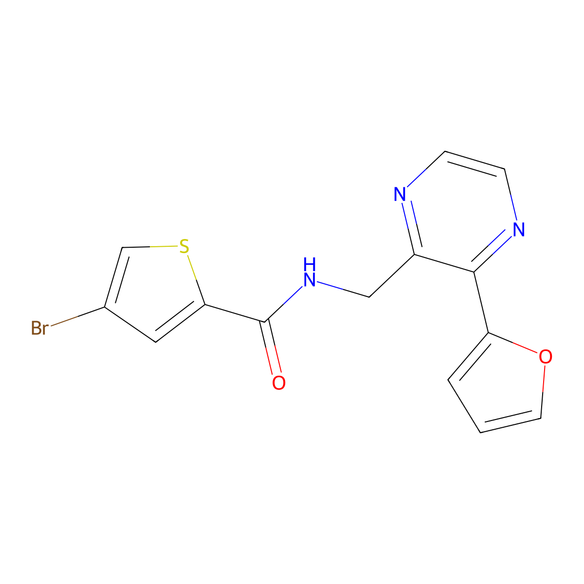 4-bromo-N-((3-(furan-2-yl)pyrazin-2-yl)methyl)thiophene-2-carboxamide molecular structure, CAS 2034362-58-6