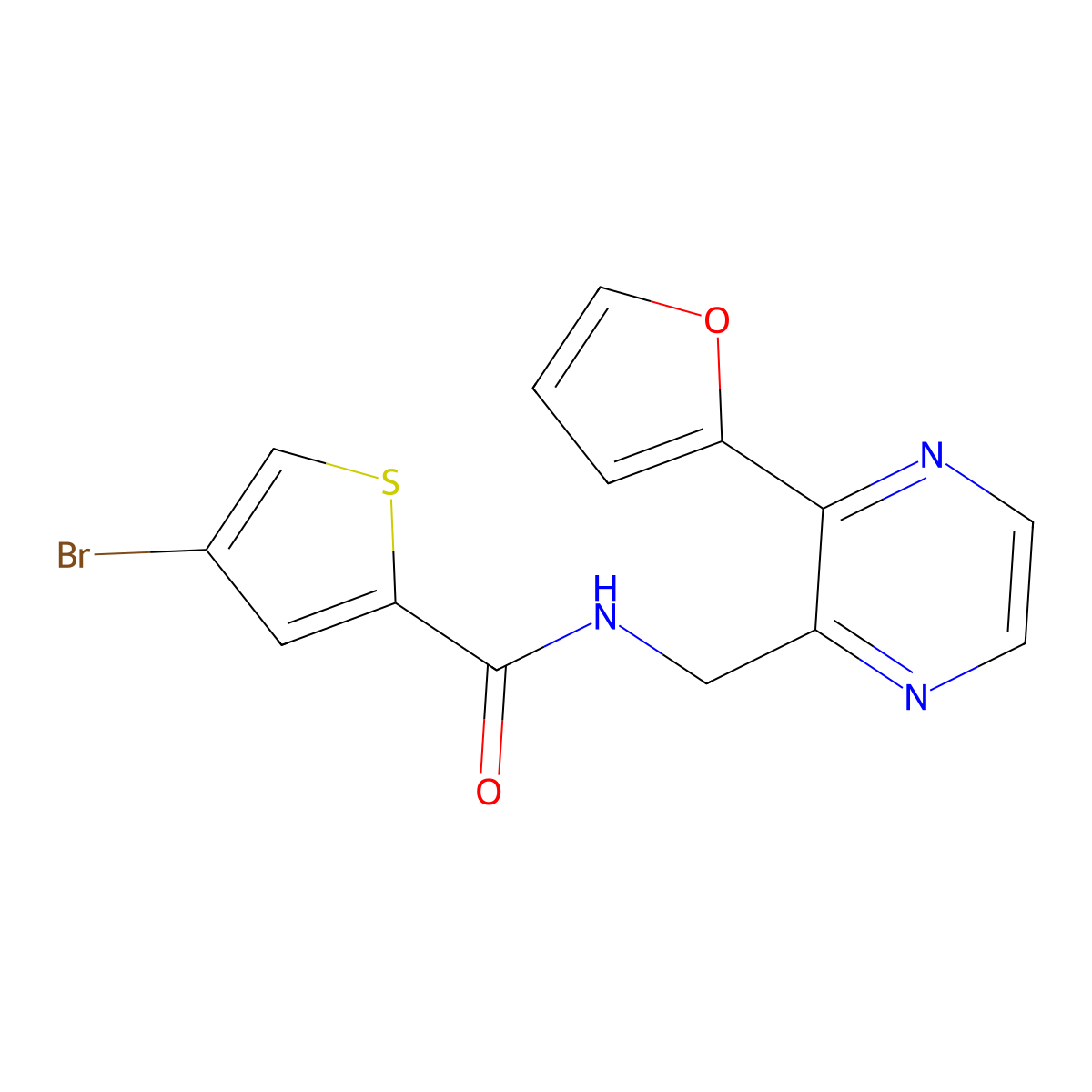 4-bromo-N-((3-(furan-2-yl)pyrazin-2-yl)methyl)thiophene-2-carboxamide molecular structure, CAS 2034362-58-6
