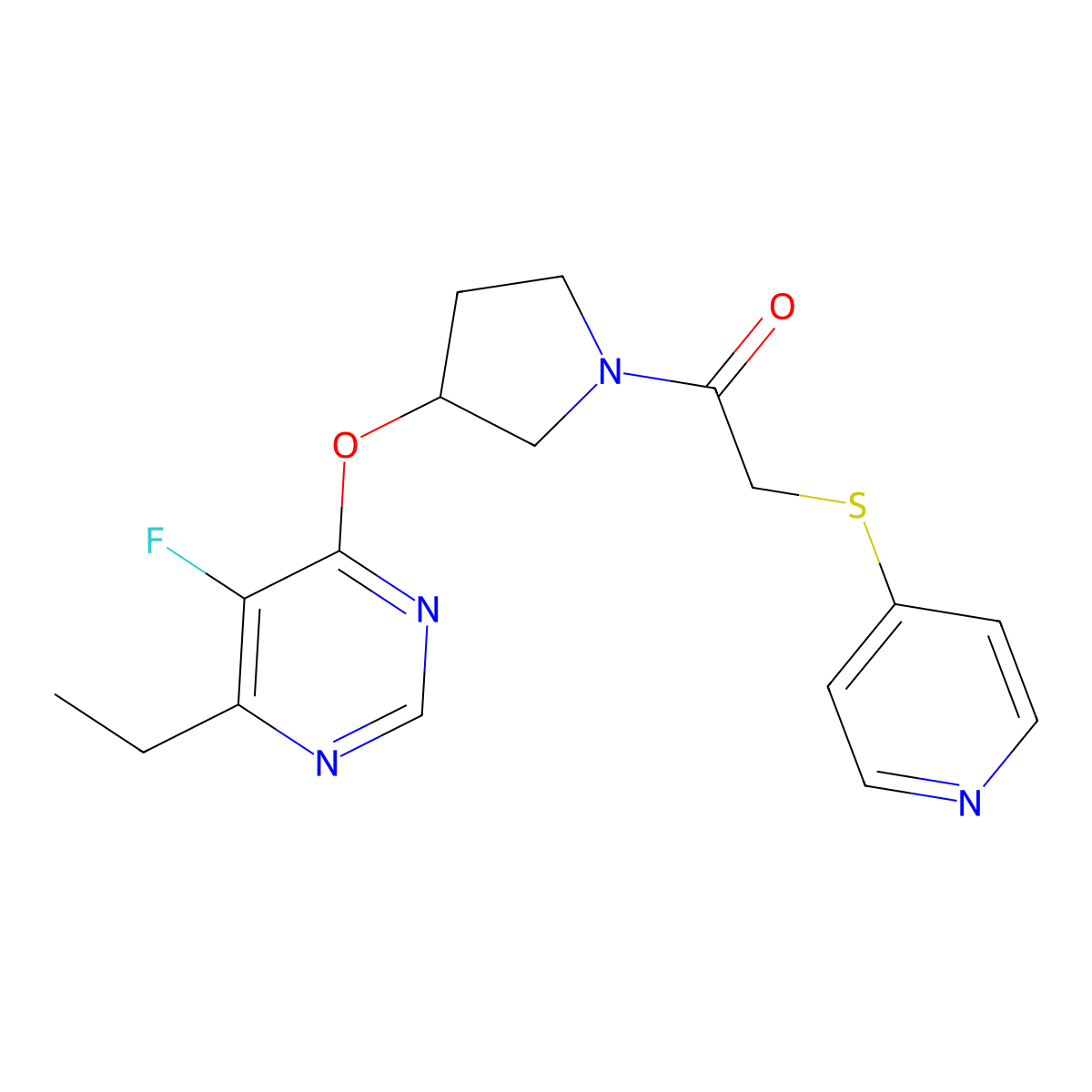 1-(3-((6-Ethyl-5-fluoropyrimidin-4-yl)oxy)pyrrolidin-1-yl)-2-(pyridin-4-ylthio)ethanone molecular structure, CAS 2034362-62-2