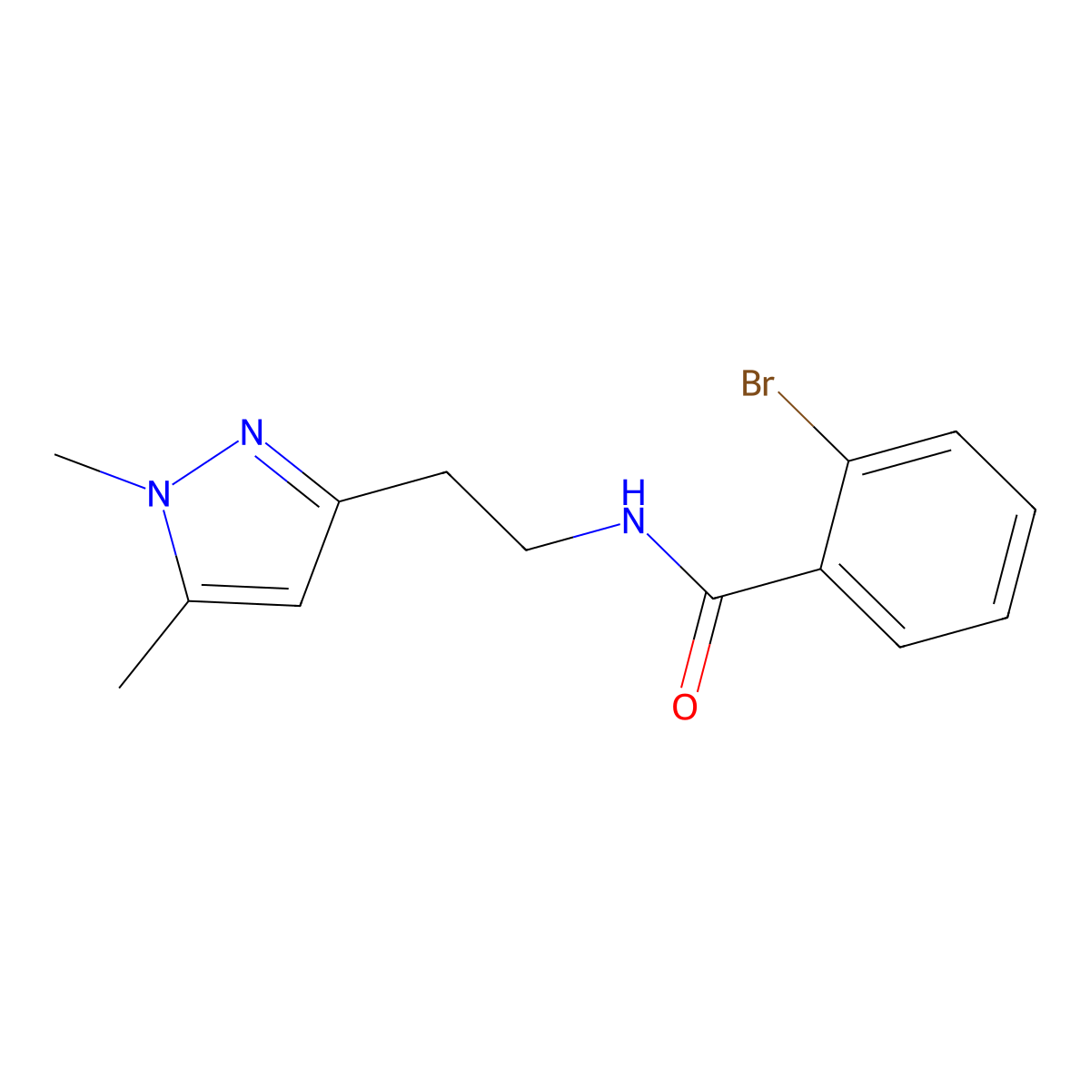 2-bromo-N-(2-(1,5-dimethyl-1H-pyrazol-3-yl)ethyl)benzamide molecular structure, CAS 2034362-63-3