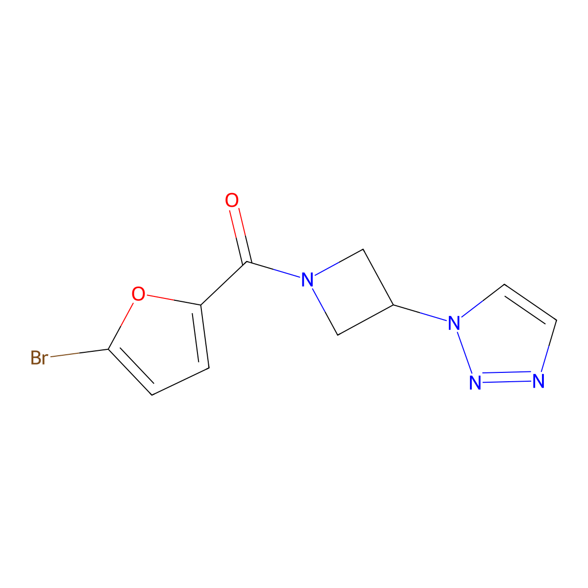 (3-(1H-1,2,3-triazol-1-yl)azetidin-1-yl)(5-bromofuran-2-yl)methanone molecular structure, CAS 2034362-64-4