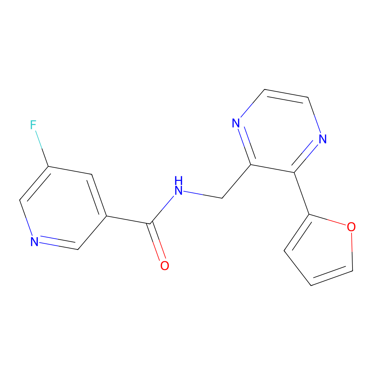 5-fluoro-N-((3-(furan-2-yl)pyrazin-2-yl)methyl)nicotinamide molecular structure, CAS 2034362-71-3